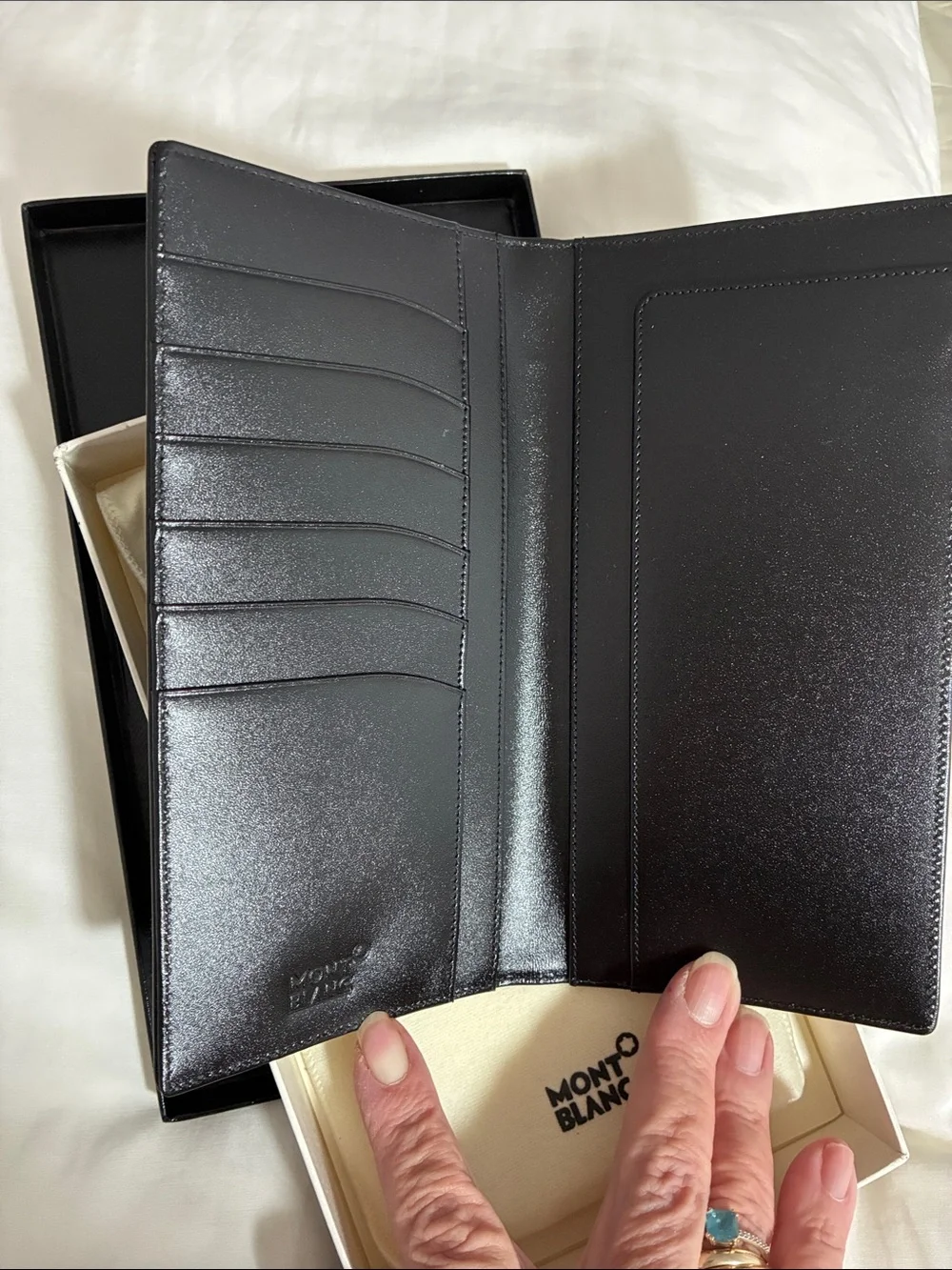 Montblanc Black Leather Long Billfold with Signature Star Emblem